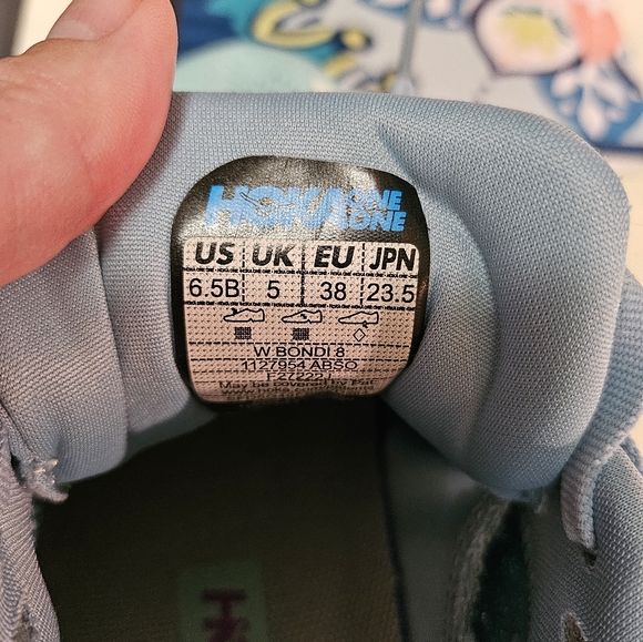 HOKA Bondi 8 Running Shoe 6.5 Sneaker Airy Blue/ Sunlit Ocean - Picture 6 of 6